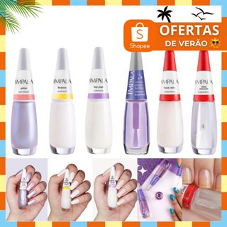 Impala Kit Esmalte Brancos Extra Brilho Base Seda Secante Kit Manicure Completo em Oferta na Shopee