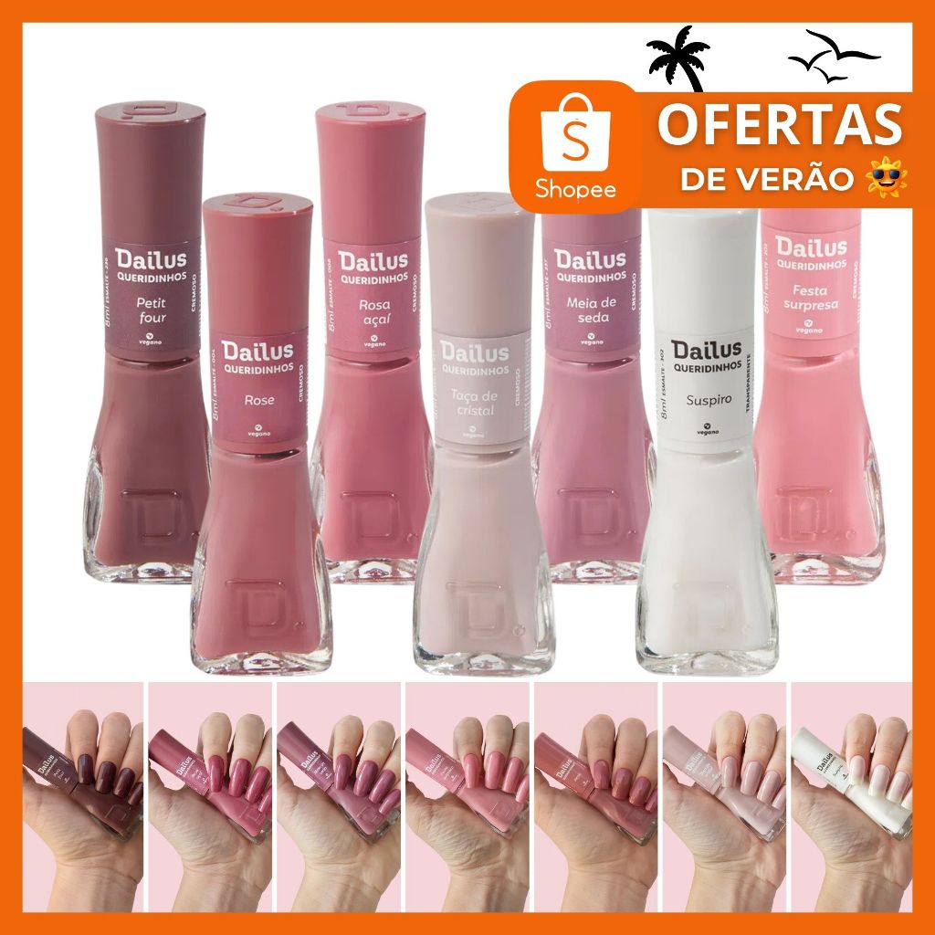 Kit Esmalte Dailus Nude Rosa Marrom Cremoso Queridinhos em Oferta na Shopee
