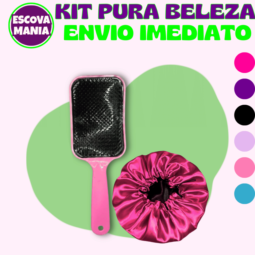 Kit Pura Beleza -2 ITENS-  1 Escova Raquete Flex + 1 Touca De cetim -Anti Frizz - De Desembaraçar Cabelo