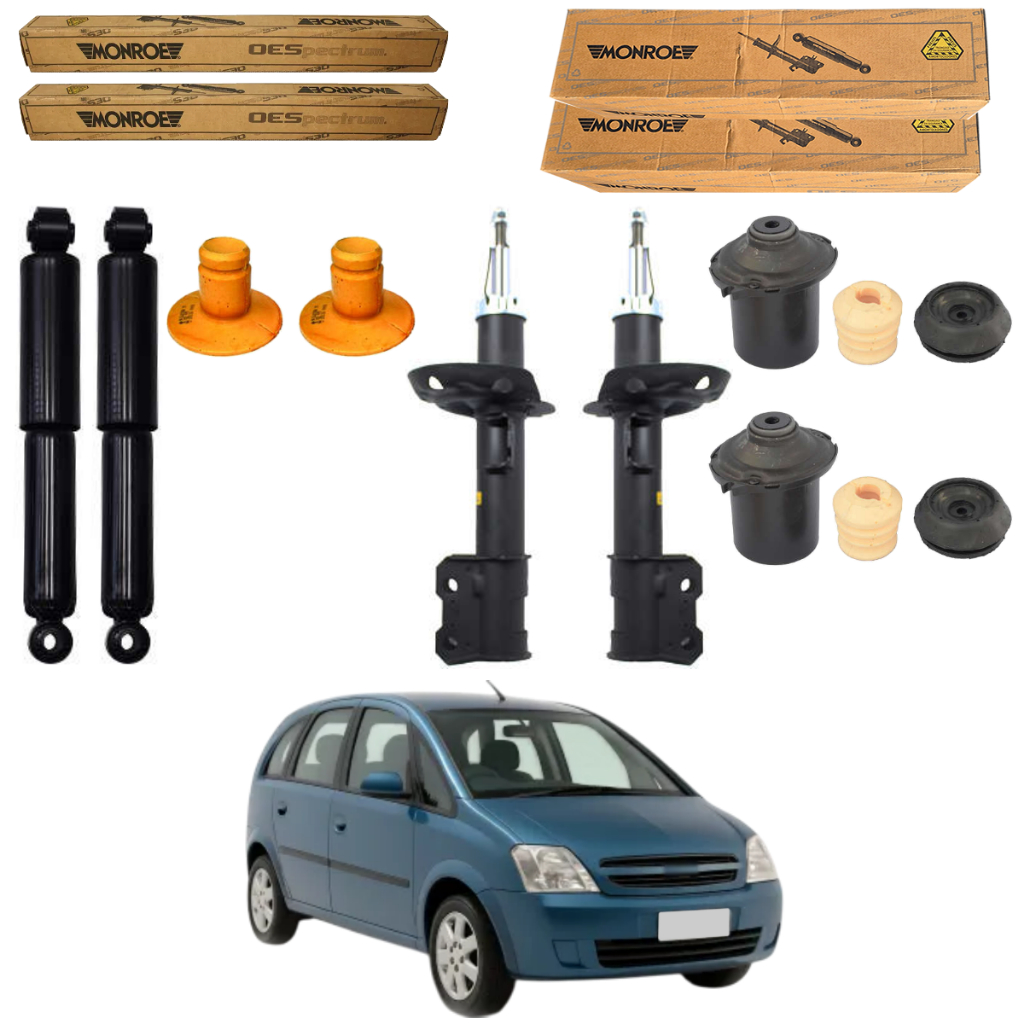 KIT 4 AMORTECEDOR MERIVA 2002 A 2012 MONROE + KIT