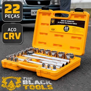 Kit Soquetes 22 Pçs Ferramentas Manuais C/ Chave Catraca 1/2 8 A 32mm Bcs022 The Black Tools em Oferta na Shopee