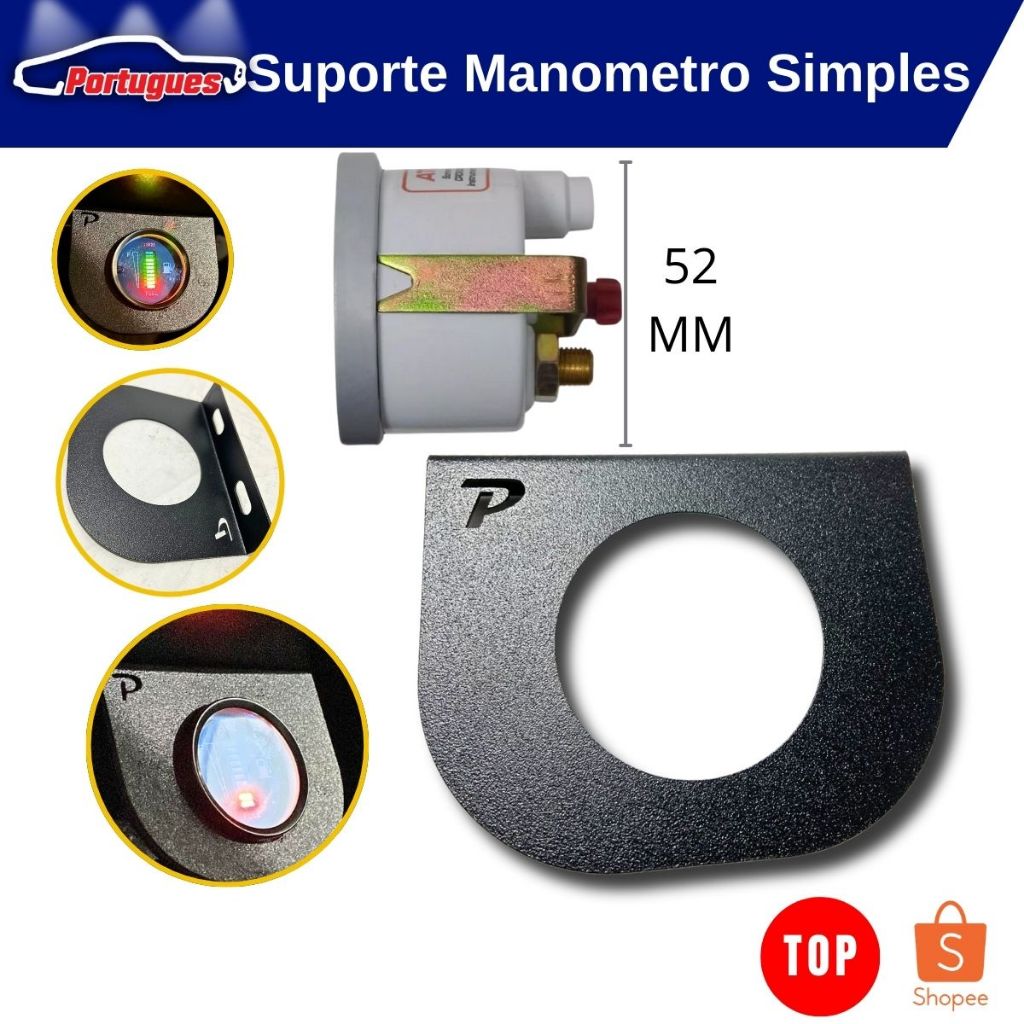 Suporte Manometro 52mm Universal Pintura eletrostatica