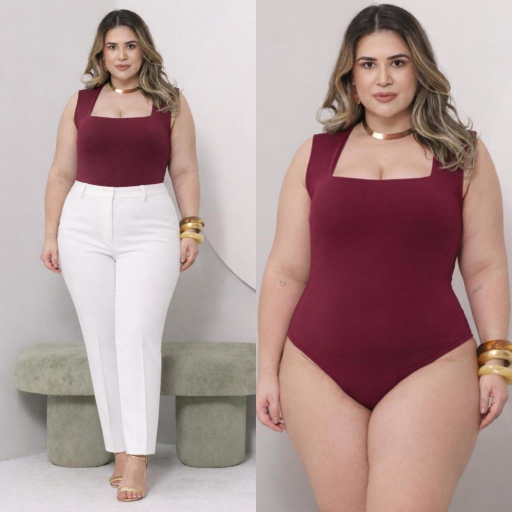 Body Feminino Regata Alça Larga Decote Quadrado Casual G ao G2