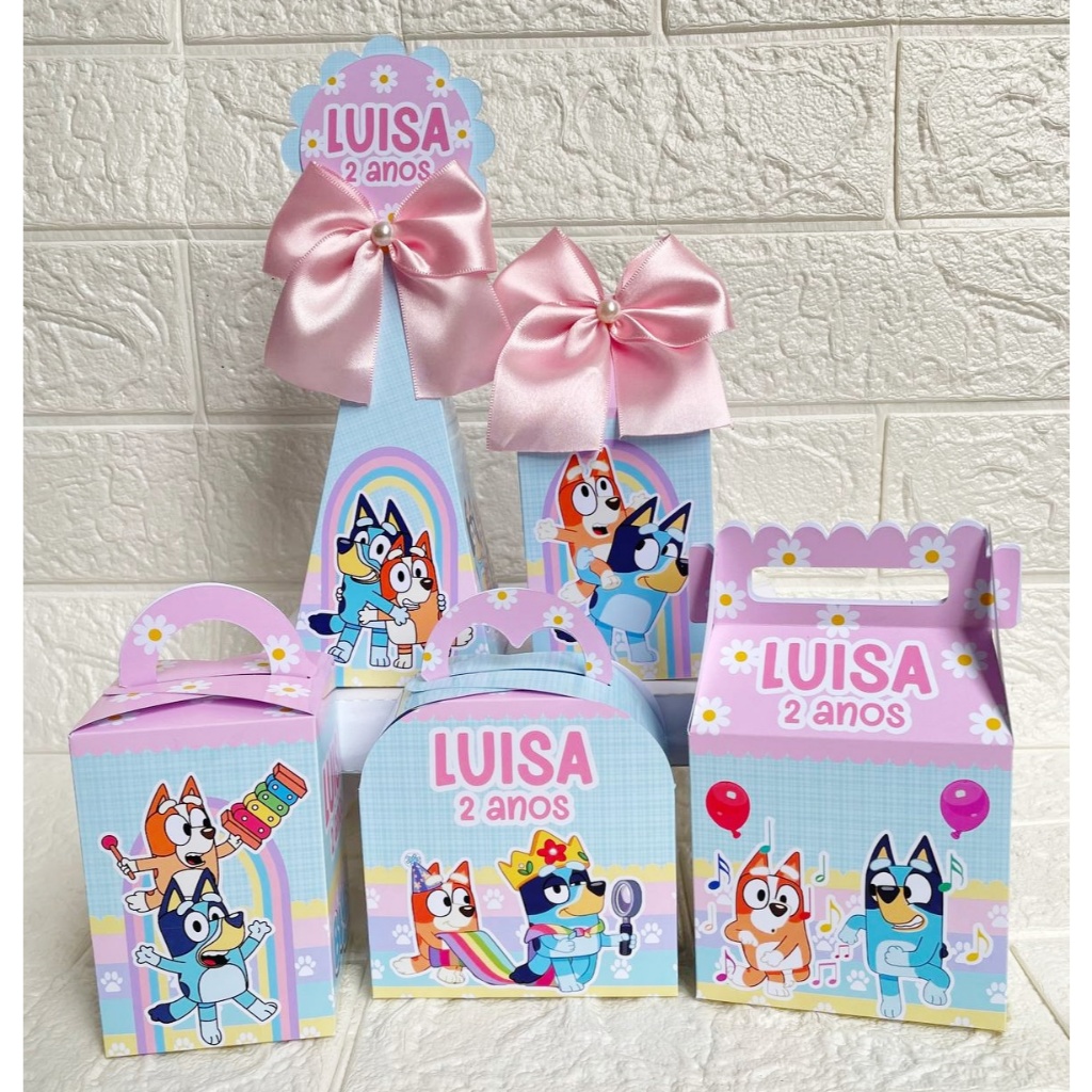 Personalizados Bluey – Kit Festa Caixinhas Pegue e Monte – Lembrancinhas Aniversário Infantil em Oferta na Shopee