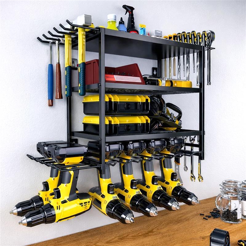 Rack Suporte Organizador Parede Ferramenta Manuais Elétricas Garagem Oficina Furadeira Parafusadeira em Oferta na Shopee