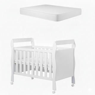 Berço Americano Soninho Com Rodízios Vira Mini Cama Colchão Incluso Multifuncional
