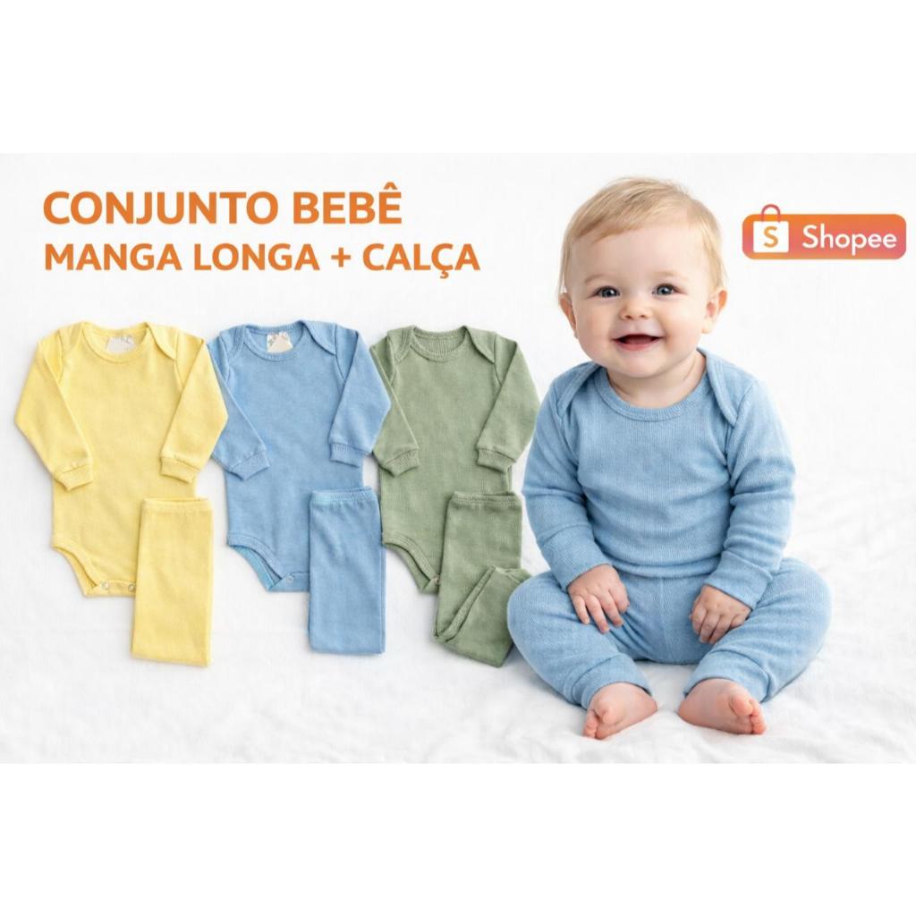 Conjunto Body Ribana Canelada Mijão Pagão Manga Longa Bebê - Menino RN ao GG - 1 Conjunto