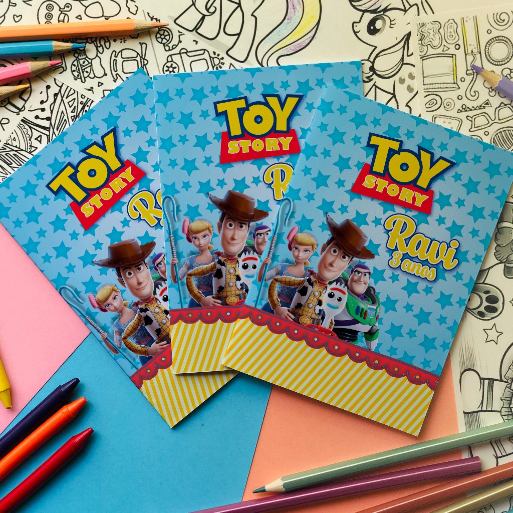 Revistinha de colorir Toy story lembrancinhas A6 (10x15 cm). em Oferta na Shopee