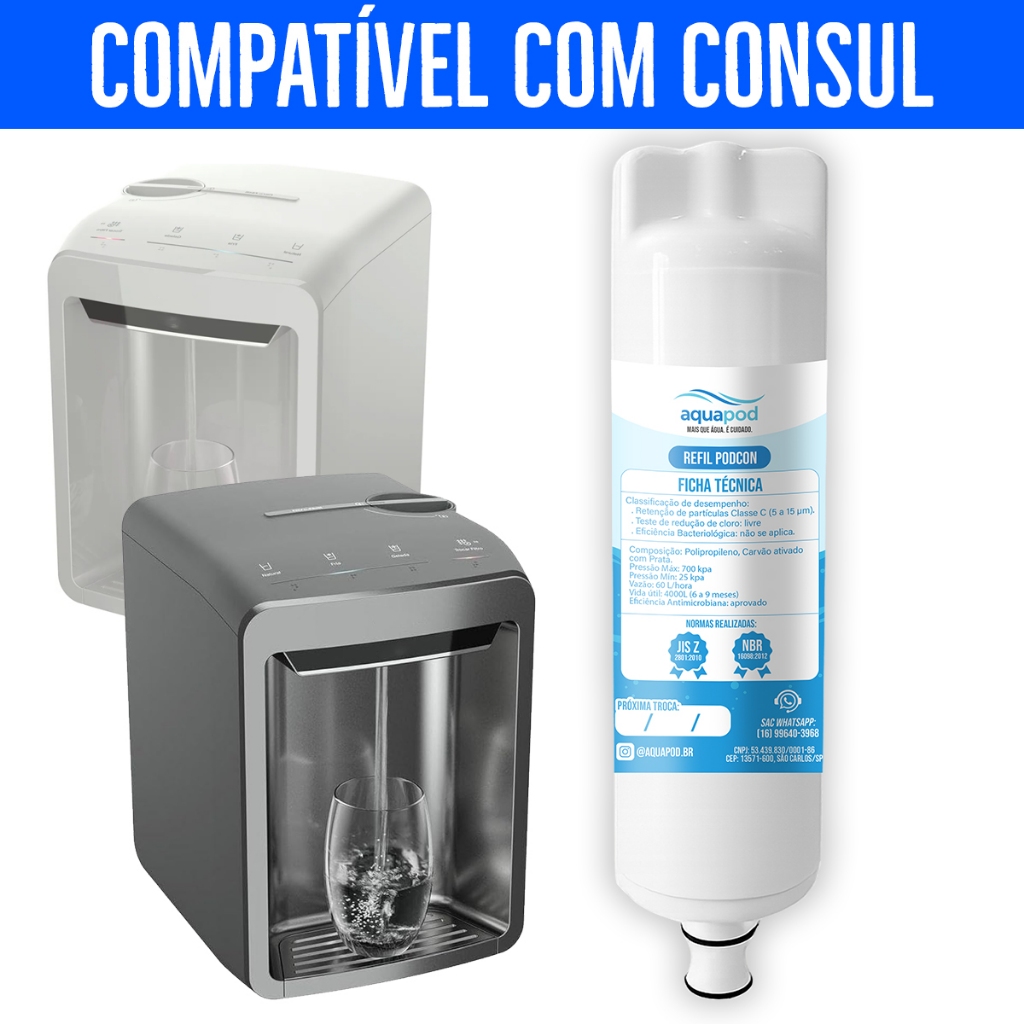 Refil Aquapod Compatível Purificador Bebedouro Consul Cpc31 Cpc3af Cp