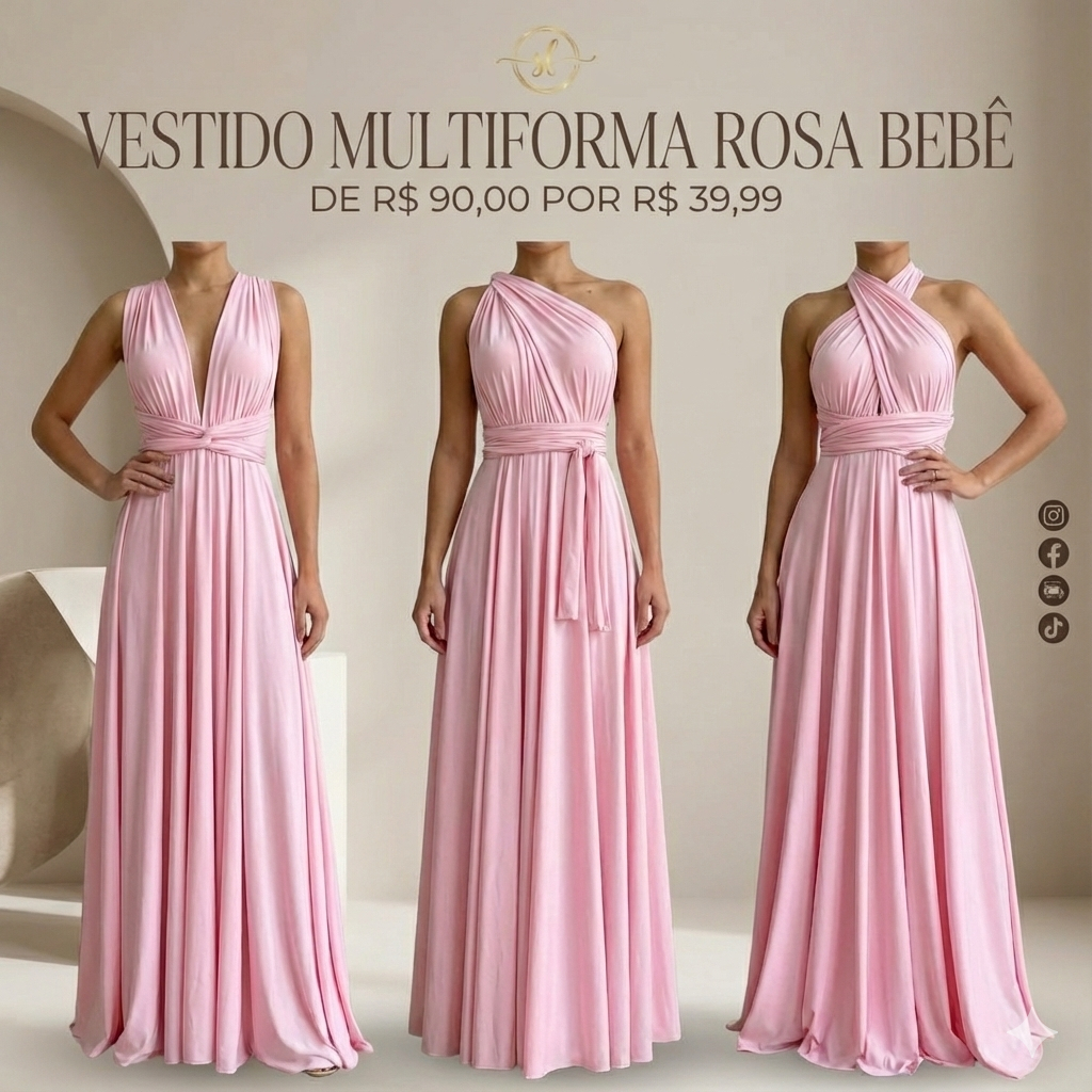 vestido Longo feminino Várias Formas Multiformas  festa elegante desconto natal vermelho fim de ano em Oferta na Shopee