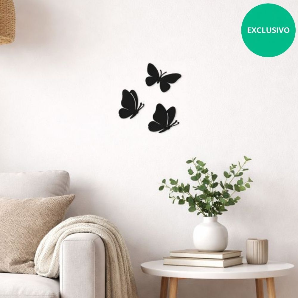 Kit 3 Aplique Borboleta Delicada Decorativo de Parede MDF 3m