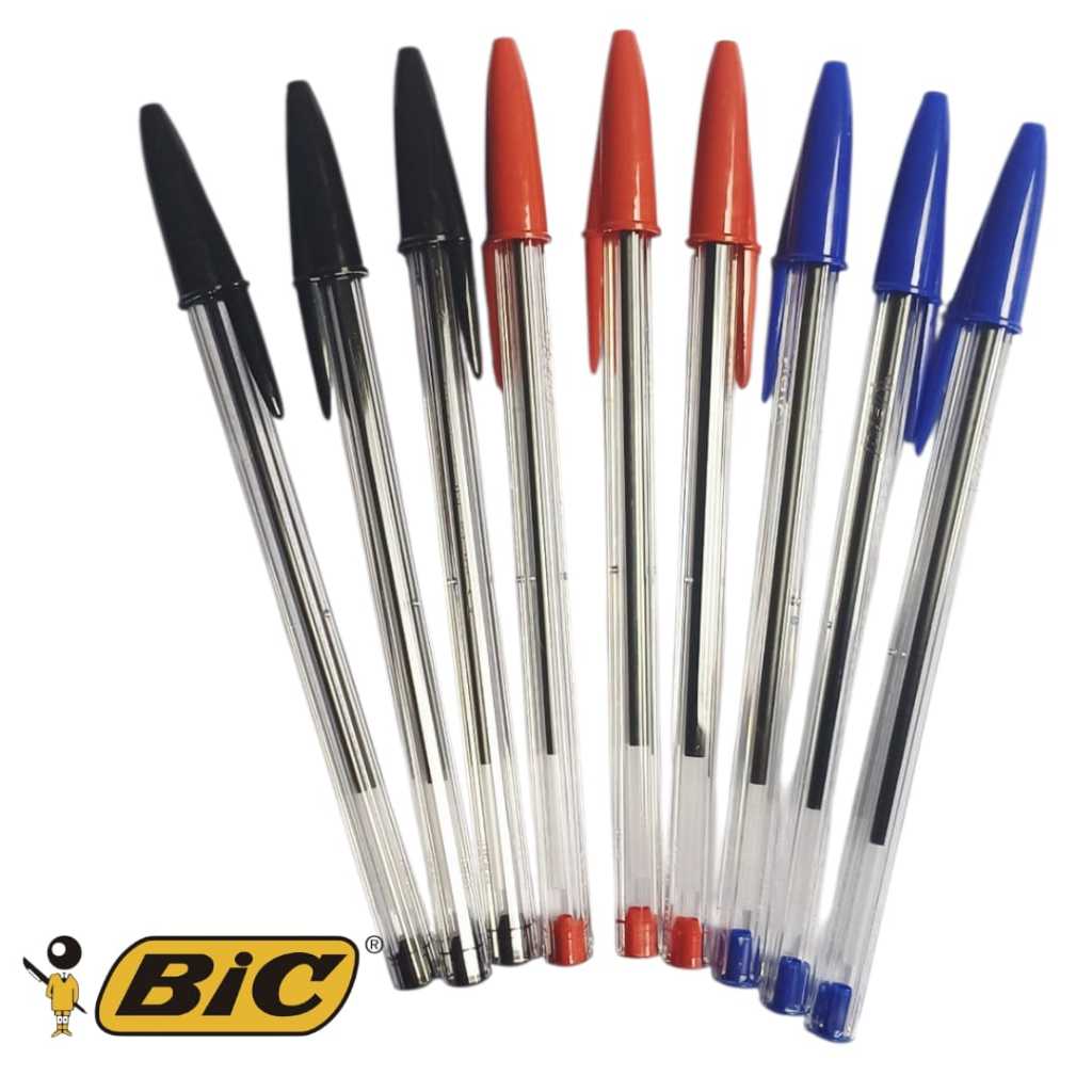 Kit com 3/6/9/10/15/20/24/30 Caneta Esferográfica BIC Cristal ponta 1.0 | Vermelha | Preta | Azul em Oferta na Shopee