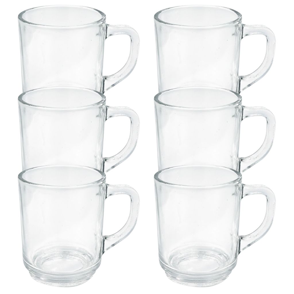 CONJUNTO 6 CANECAS XÍCARAS LISAS TRANSPARENTE 250ML em Oferta na Shopee
