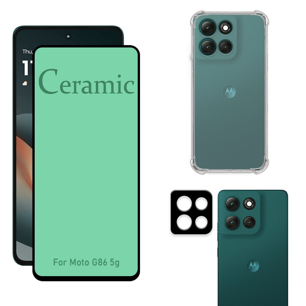 Kit Para Moto G86 5g | Película de Cerâmica - Capa Anti Shock - Película da Câmera 3D em Oferta na Shopee