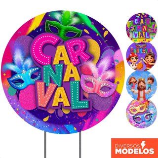 Painel Redondo Carnaval Em Tecido 1,50m Decoração de Festa Com Elástico Sublimado