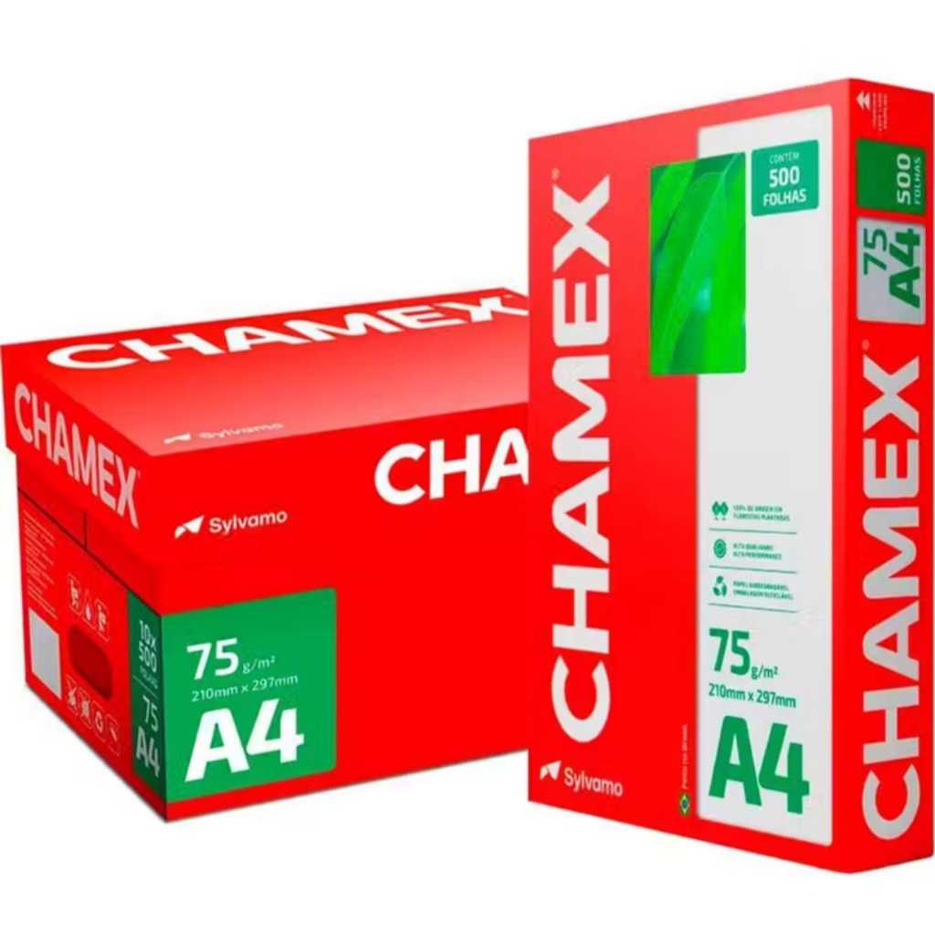 KIT 3 resma de Papel Sulfite Branco A4 Pacote Com 500 Folhas cada/ Chamex 210mm x 297mm/ total de folhas 1500