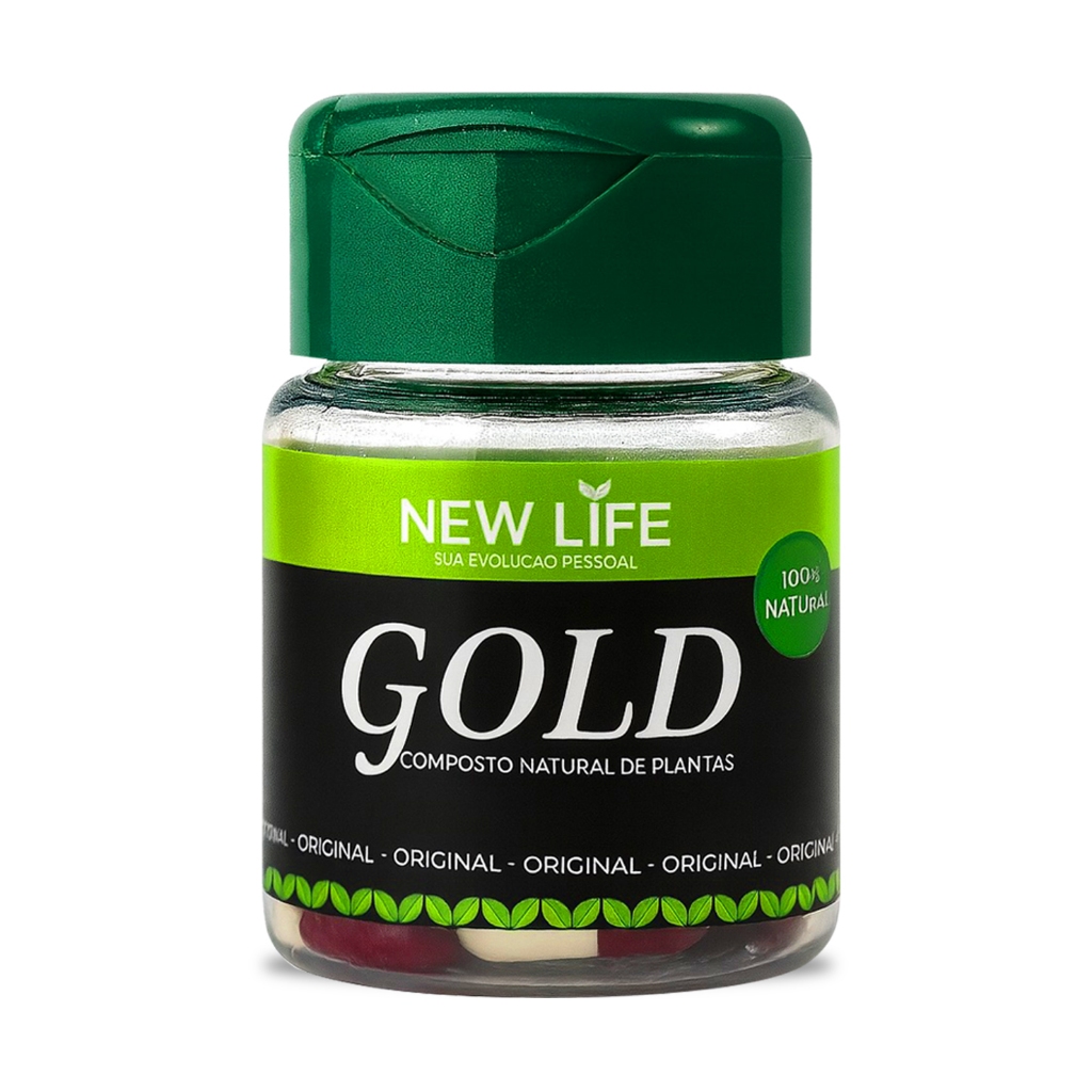New Life Gold Vitamina em Cápsulas Gengibre Bem Estar Suplemento Vegano