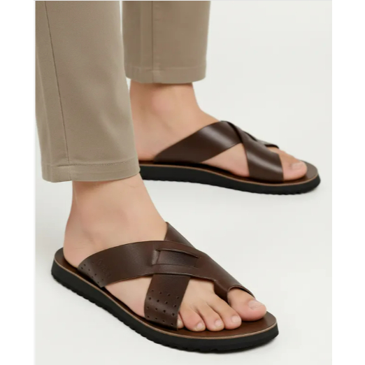 Sandalia Masculina Couro Lisa Anderrapante Anatômica Ozéé