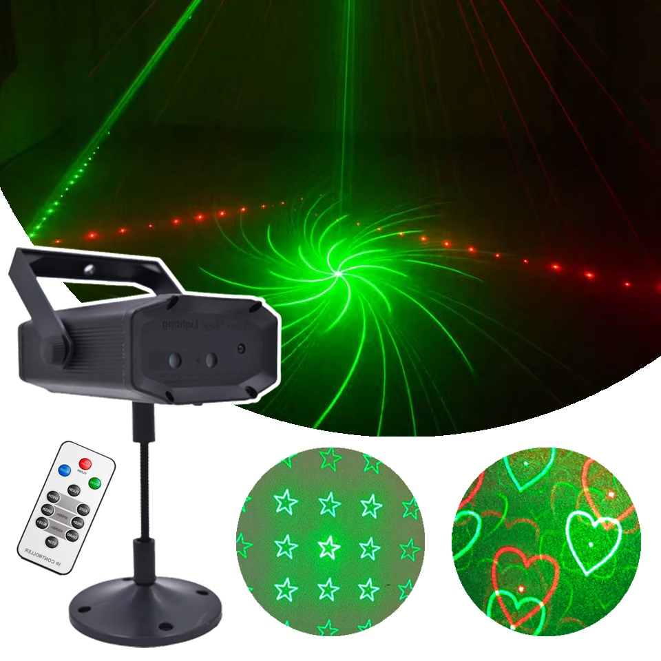 Mini Laser Stage Lighting Projetor Raio Holográfico Dj Festa Balada Luzes Coração 110V/220V