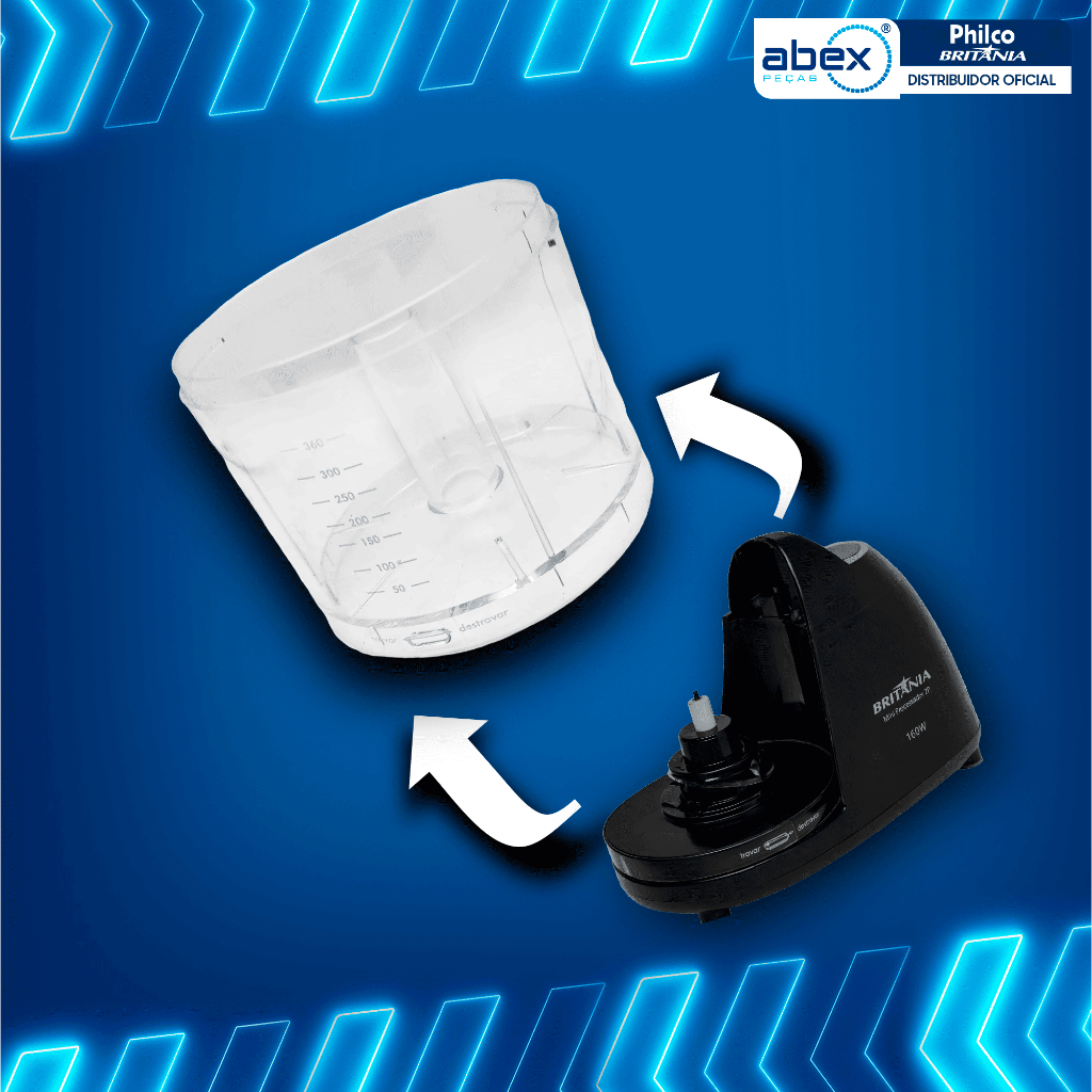 Jarra Para Mini Processador De Alimentos Britânia 2P 110 220v Acrílico 360ml Sem Tampa Original