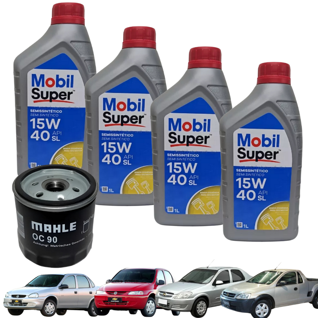 Kit Troca Óleo Mobil 15w40 Semi Sintético GM Corsa Celta Classic Montana Agile Prisma Chevrolet Motor 1.0 1.4 8v em Oferta na Shopee
