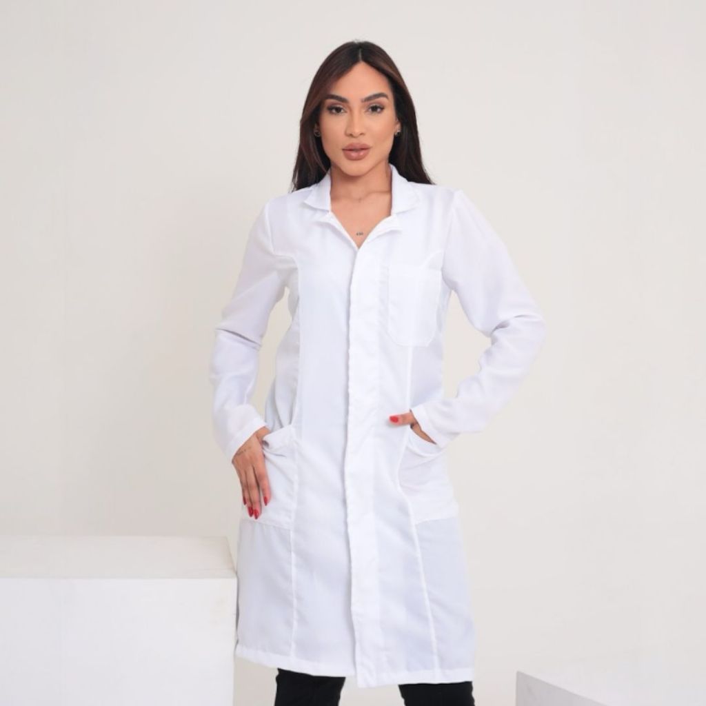 JALECO BRANCO OXFORD COM BOLSOS PARA ENFERMAGEM NAO AMASSA LINDO