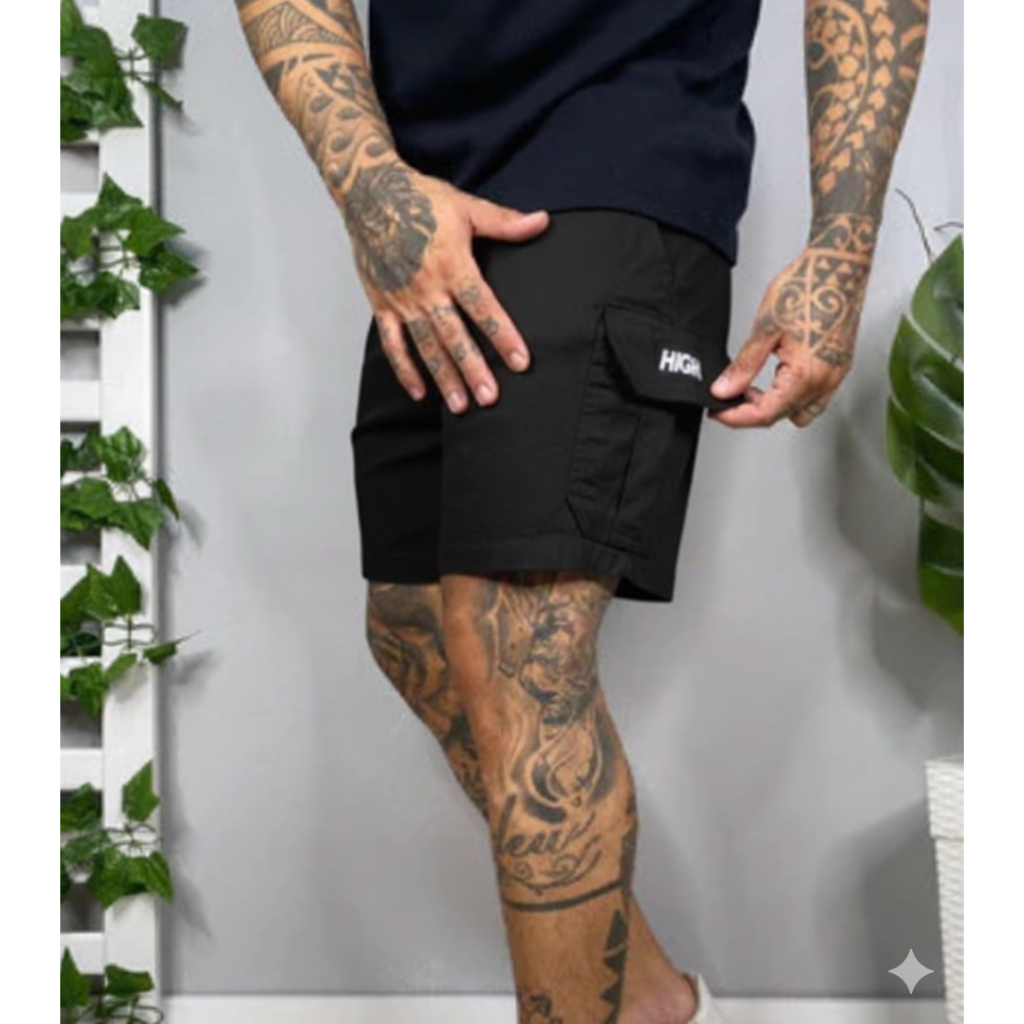Short Cargo Masculino HI GI mauricinho Sarja com Bolsos Funcionais 100% Algodão verão carnaval 2026
