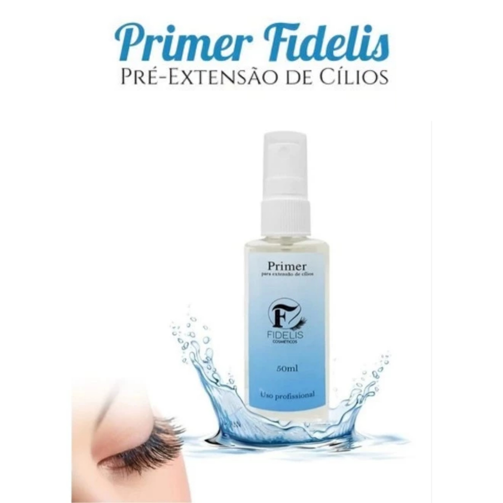 Primer Fidelis Preparador Limpeza Extensão de Cílios Antes Aplicação Fio a Fio 50ml