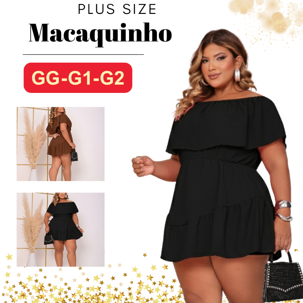 Macaquinho Plus Size Feminino Short Saia Rodeio Boho Grande Soltinho Elegante Verão Novidade