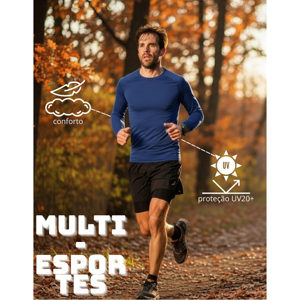 Camisa Dry Fit Masculina Segunda Pele De Academia Tecido Térmico Elástico Proteção Solar