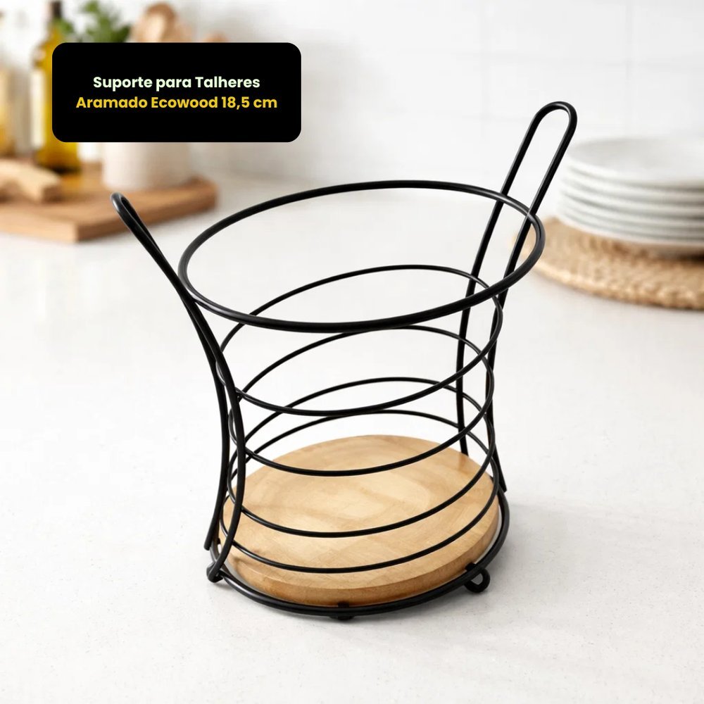 Suporte para Talheres Aramado Ecowood 18,5 cm – Porta Talheres Moderno e Elegante