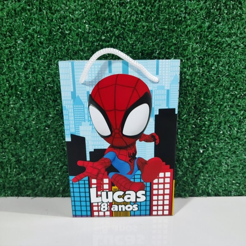 Sacolinha Personalizada Pequena Homem-Aranha – Lembrancinha Infantil Festa Tema Homem-Aranha
