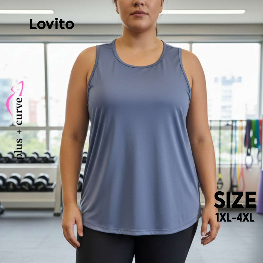 Lovito Regata Plus Sizer Esportiva Bicolor Feminina PKB1282BRL1312 em Oferta na Shopee