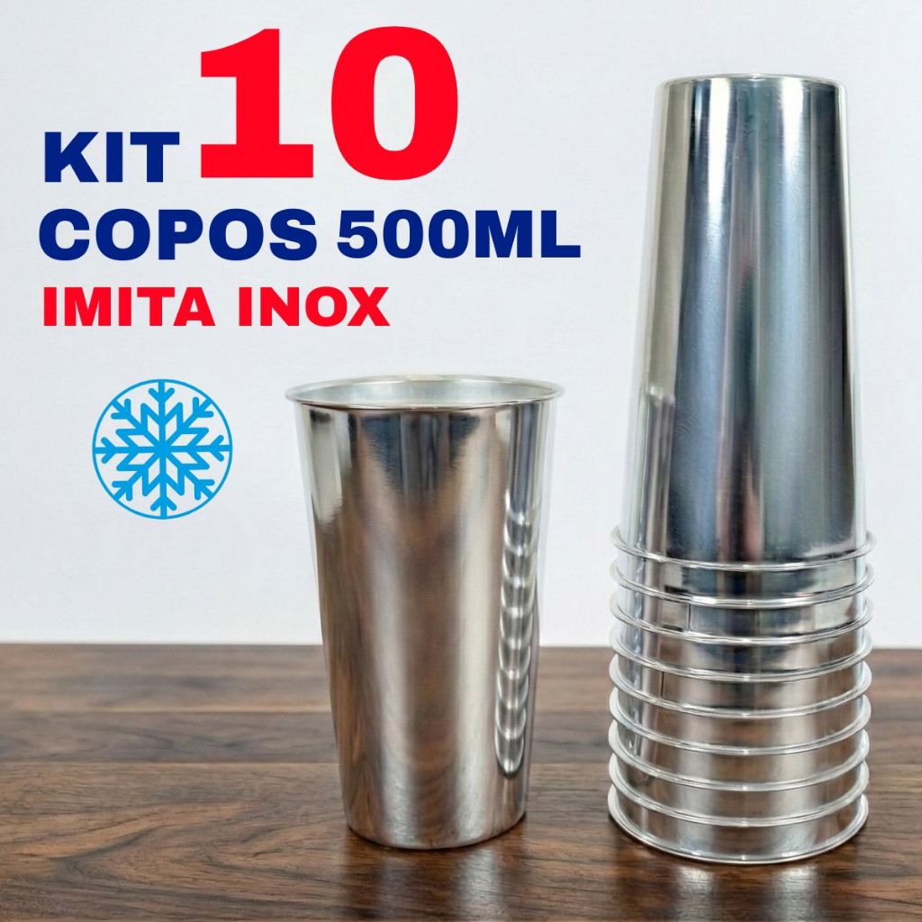 Kit 10 Copos Tipo Inox 500ml Grande Plástico Resistente Multiuso Long Neck Festa Água Promoção em Oferta na Shopee
