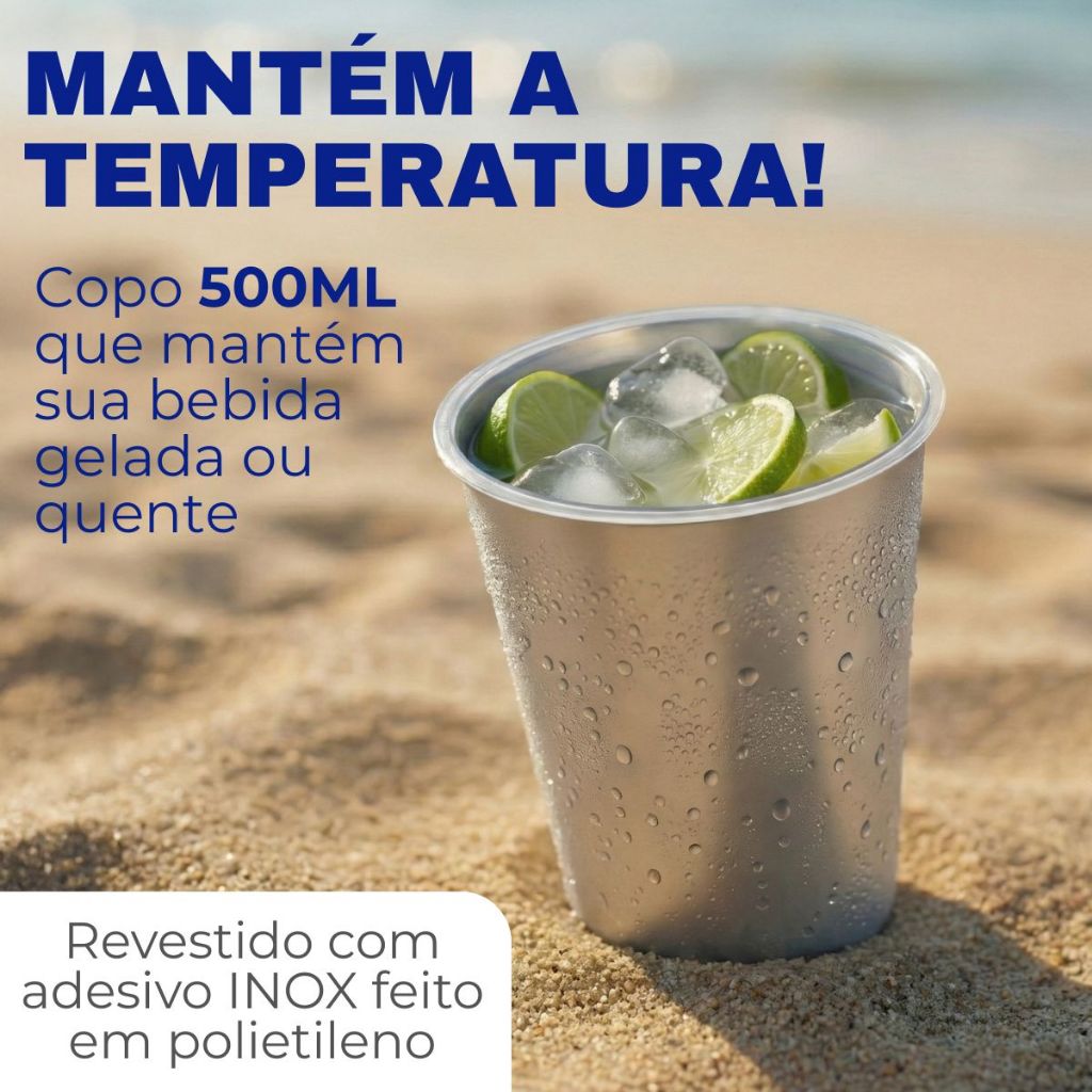 Kit 10 Copos Tipo Inox 500ml Grande Resistente Multiuso Long Neck Festa Água Promoção