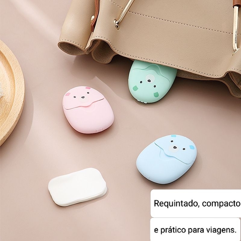 50 Folhas Sabonete Viagem Urso Sabão Bolsa Perfumado Papel
