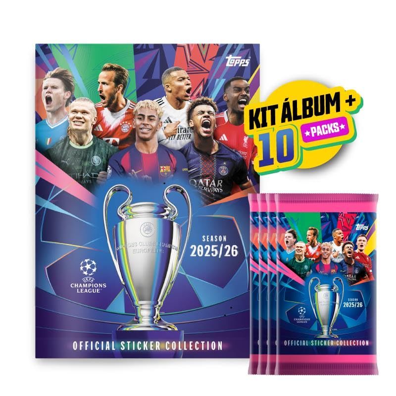 UEFA Champions League 2026 Kit Álbum Brochura + 60 Figurinhas