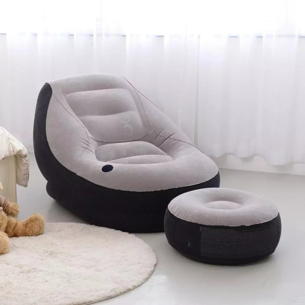 Conjunto e Puff Inflável Ultra Lounge Portátil Descanso Preguiçoso Sofá Poltrona NEL EL