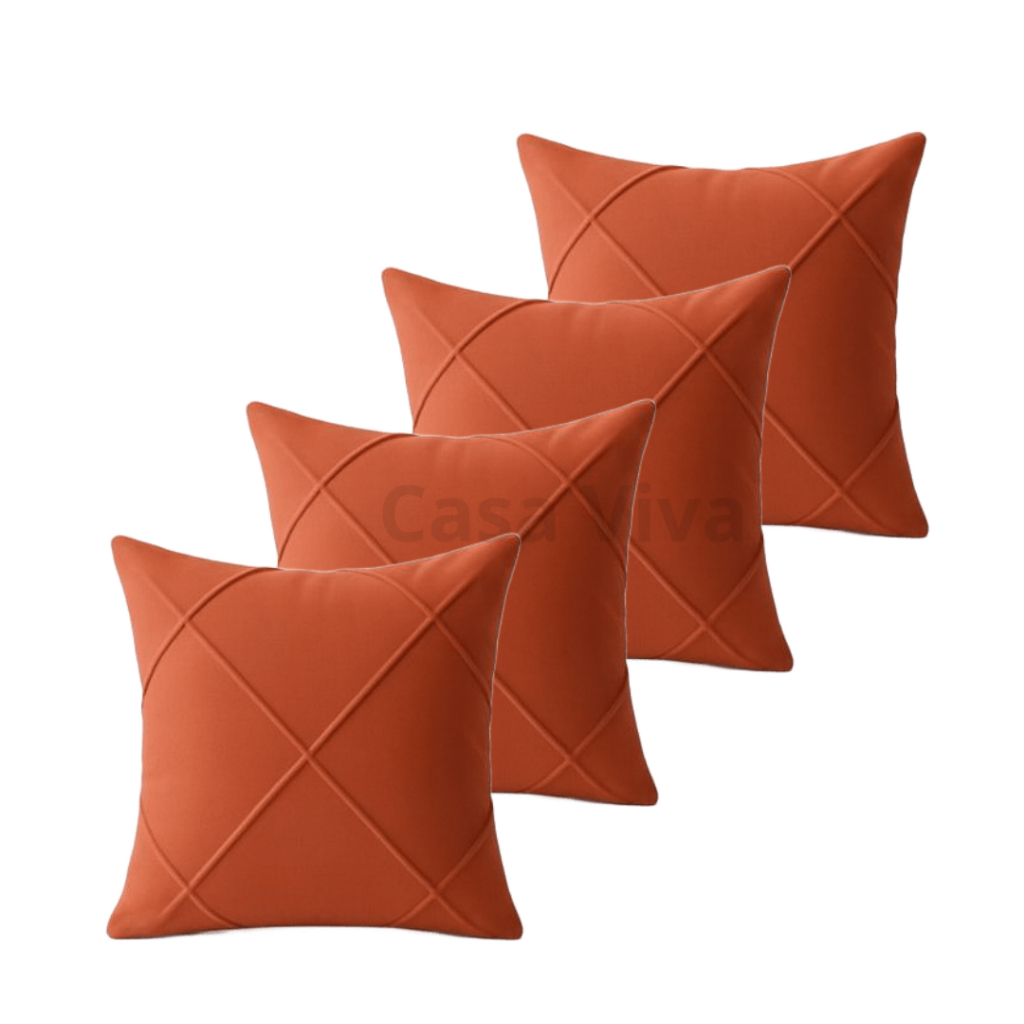 Kit 4 Capas de Almofada Drapeadas Suede 45x45 cm com Zíper Invisível – Acabamento Premium