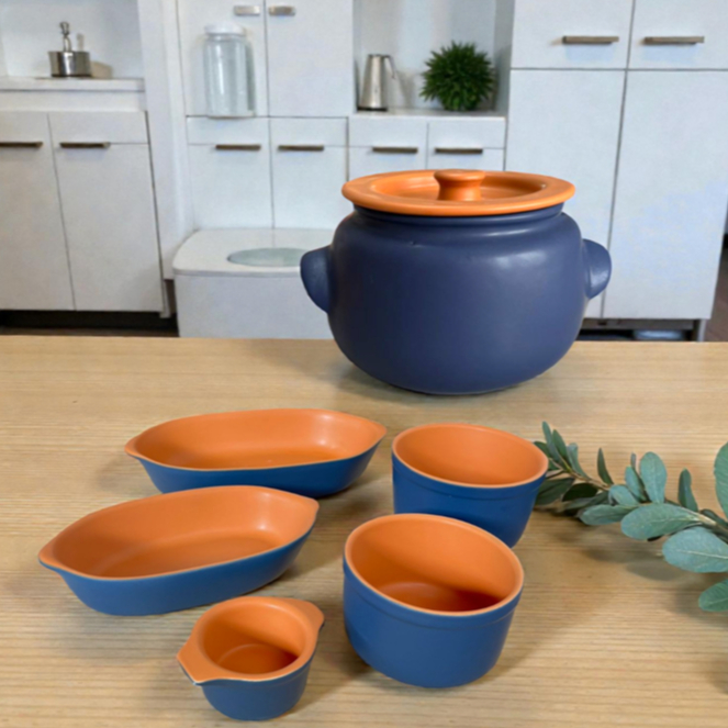 Kit para servir Feijoada e Caldo Azul com Terracota Matte 5-6 peças