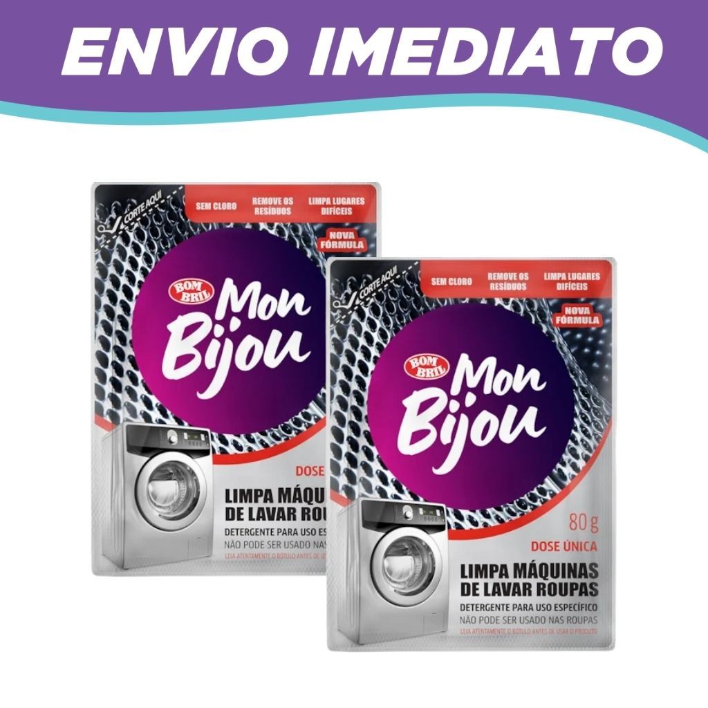 Kit 2 Detergente em Pó Limpa Máquina Lava Roupa Mon Bijou 80g