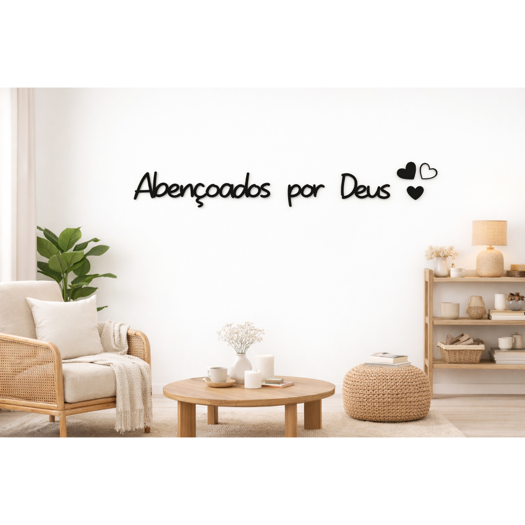Frase Decorativa mdf letreiro para parede " Abençoados por Deus ".