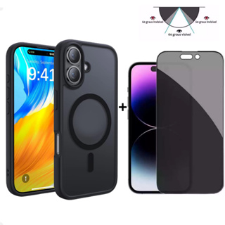 Capa Luxo Fosco + Pelicula Privacidade 3D Armadura Para iPhone 11 12 13 14 15 16 17 Pro Max em Oferta na Shopee
