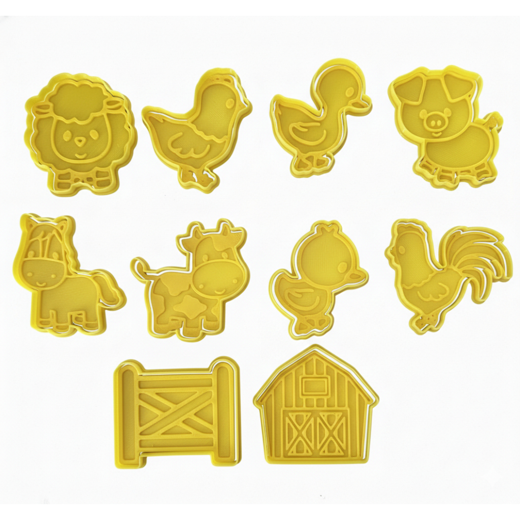 Cortadores de Biscoito Fazendinha Kit com 5 ou 10 | Massa de modelar | Biscuit – Impressão 3D