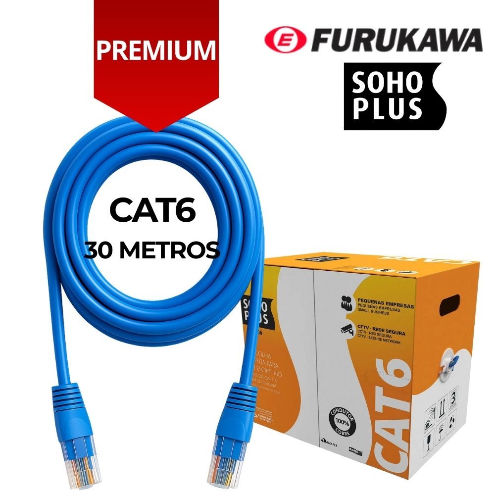Cabo De Rede 30 Metros Cat6 Azul Furukawa Sohoplus