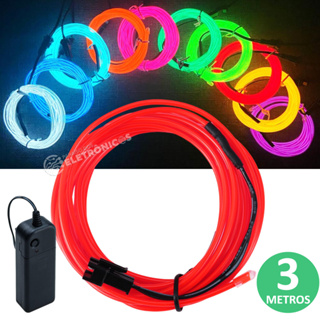 Fio Cordão Neon Fluorescente 3 Metros LED Flexível Com Controlador Resistente à Água XM21152 em Oferta na Shopee