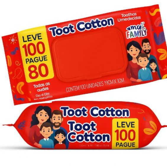 Toalha Umedecida Leve 100 Pg 80 My Family - Toot Cotton em Oferta na Shopee