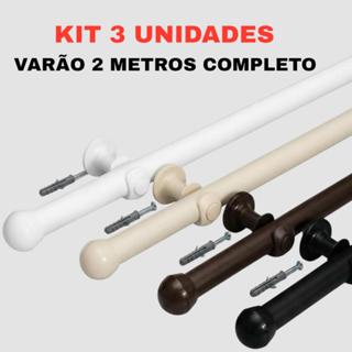 Kit 3 Unidades de Varão 2,00 Metros 19mm de Madeira Simples Completo Com Suporte em Oferta na Shopee