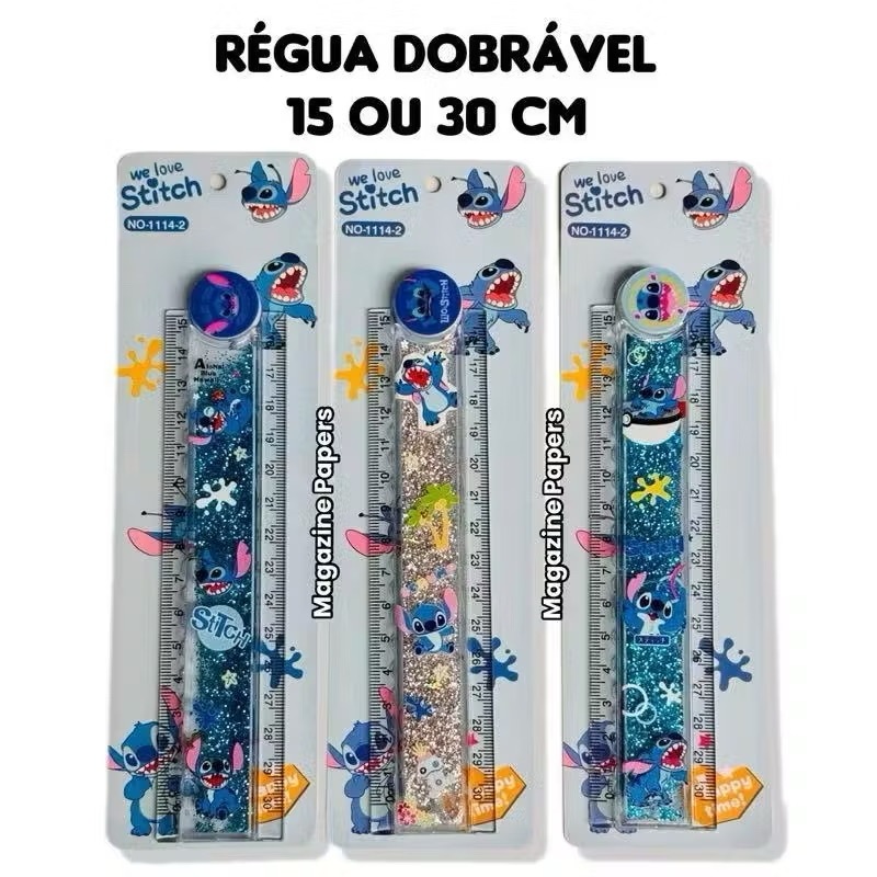 2026 nova régua dobrável glitter água brilhante transparente 15 ou 30 cm kawaii papelaria escola fofa em Oferta na Shopee
