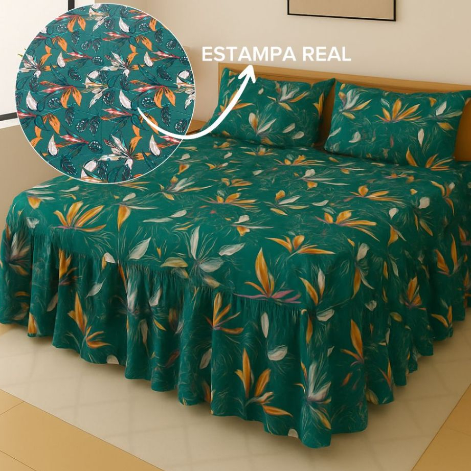 Colcha Super King E King com Babado 3.00m x300m  Toque de Algodão Aveludado Luxo Macia e Confortável para Cama King em Oferta na Shopee